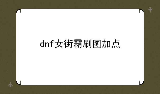 dnf女街霸刷图加点